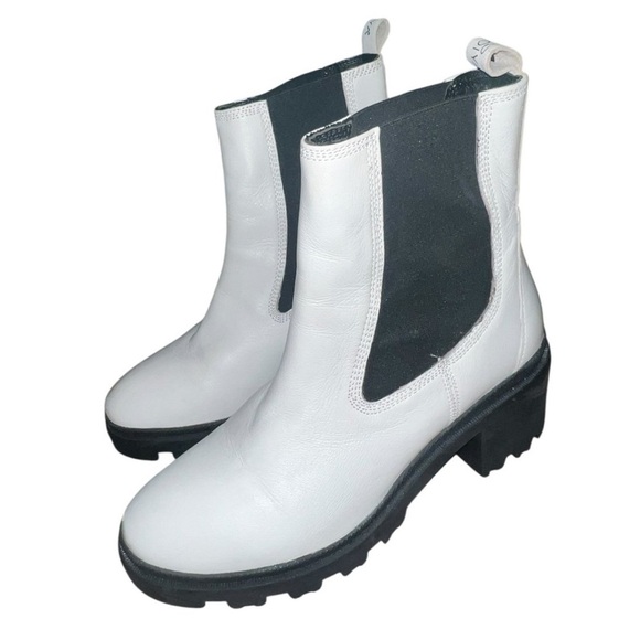 Enjoiya Dana White Leather Chunky Combat Style Boots Sz 40 9.5 - Picture 3 of 8
